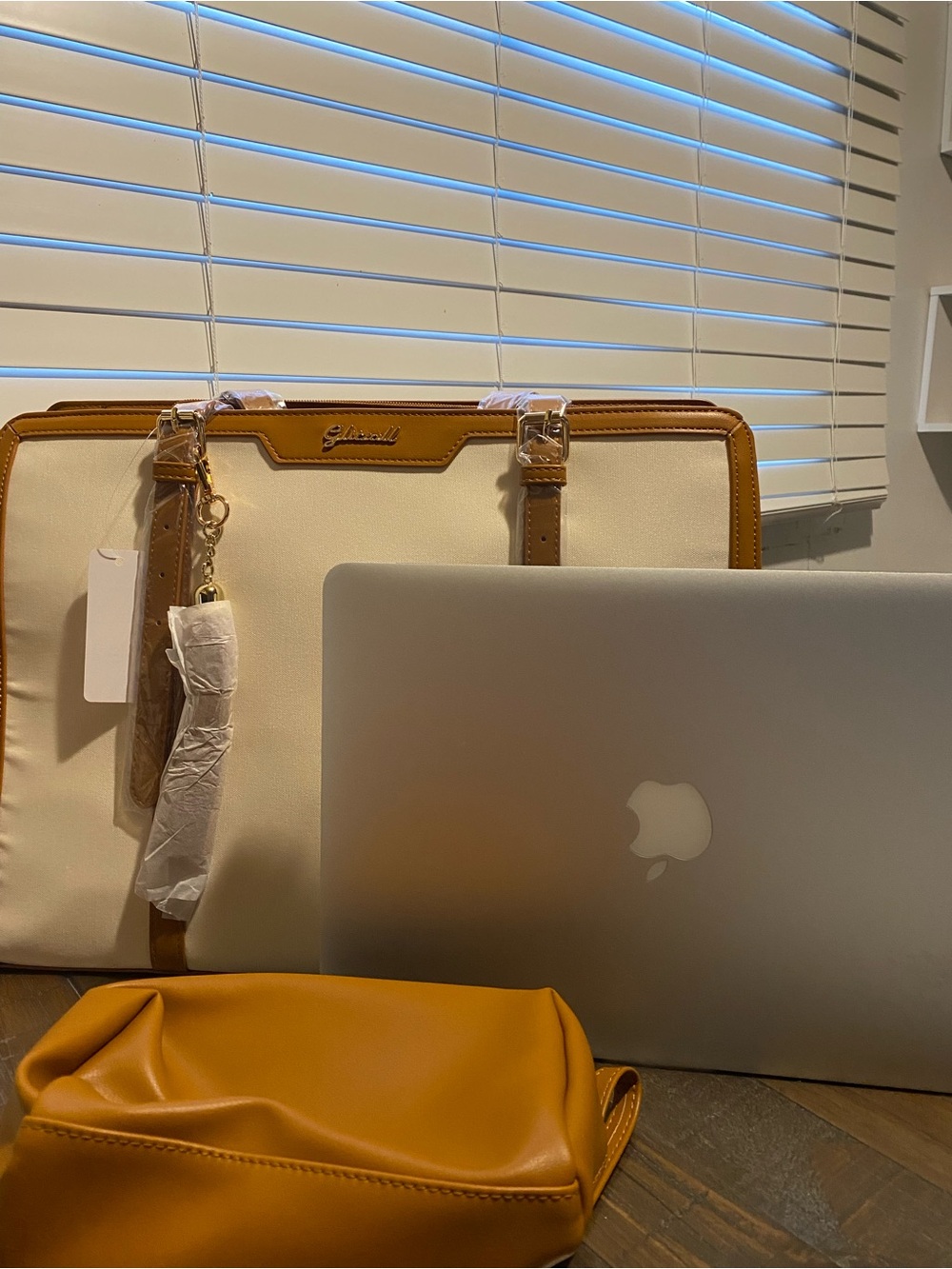 Classic Two-Tone Tote Bag in Cream and Tan by